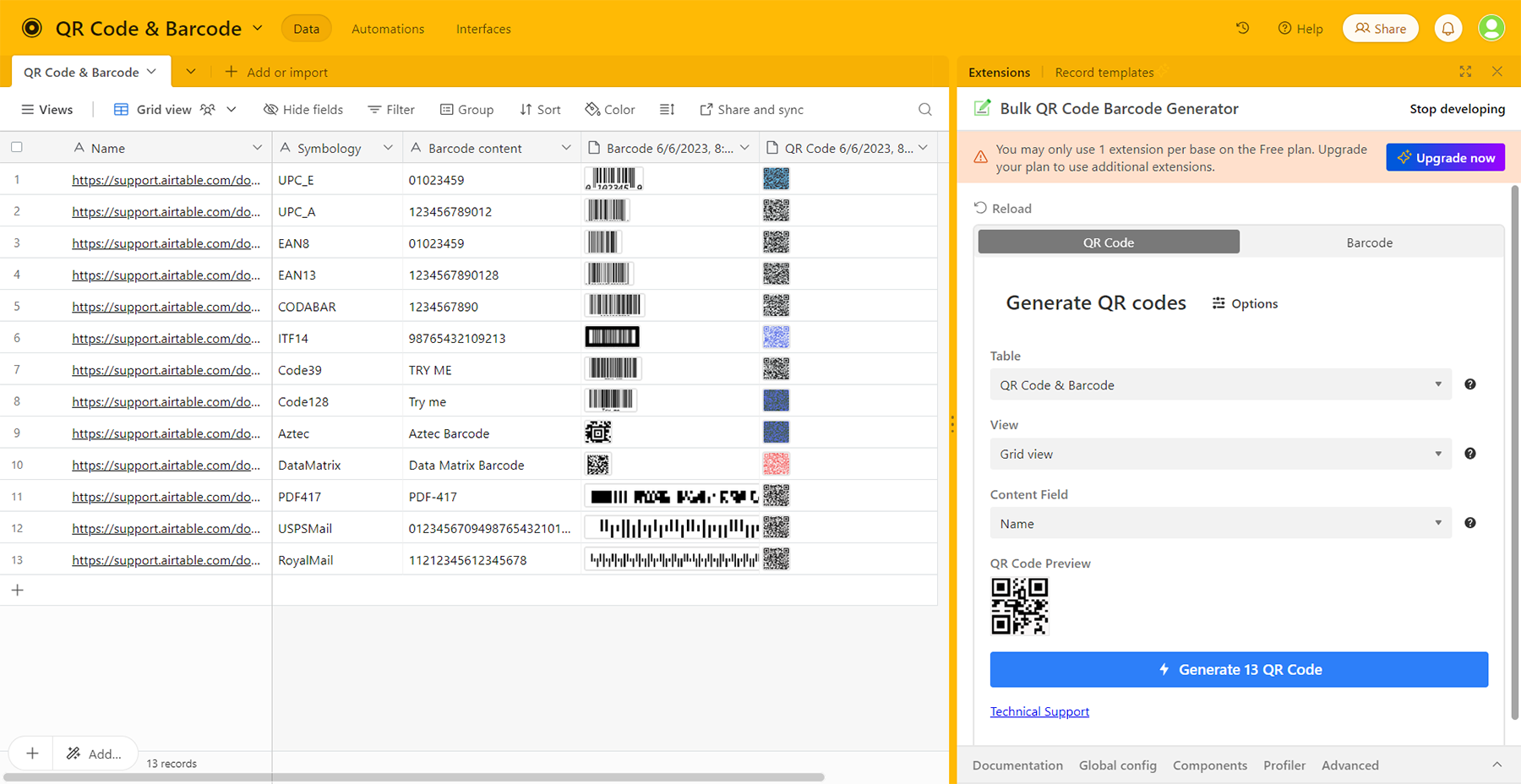 Airtable QR Code Generator